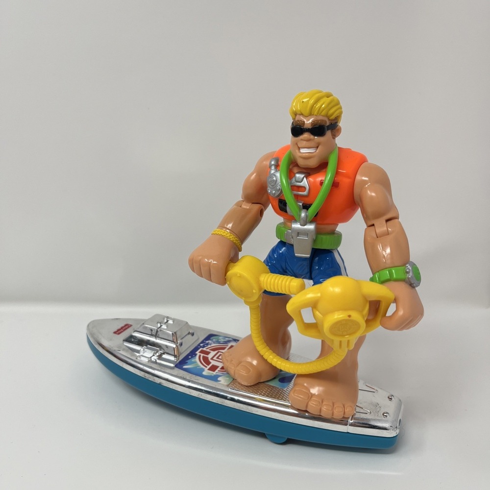 1999 Fisher-Price Rescue Hero SANDY BEACH Lifeguard With Surf Board